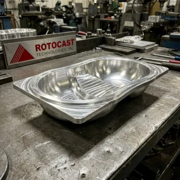 Finished aluminum mold casting with polished surface