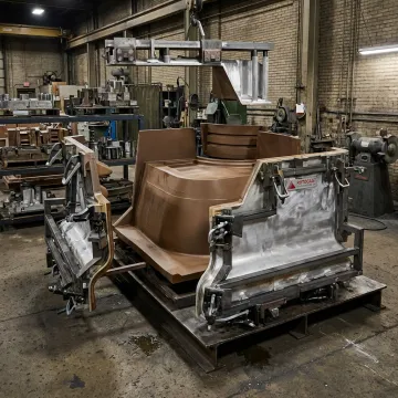 Custom rotational mold components in fabrication