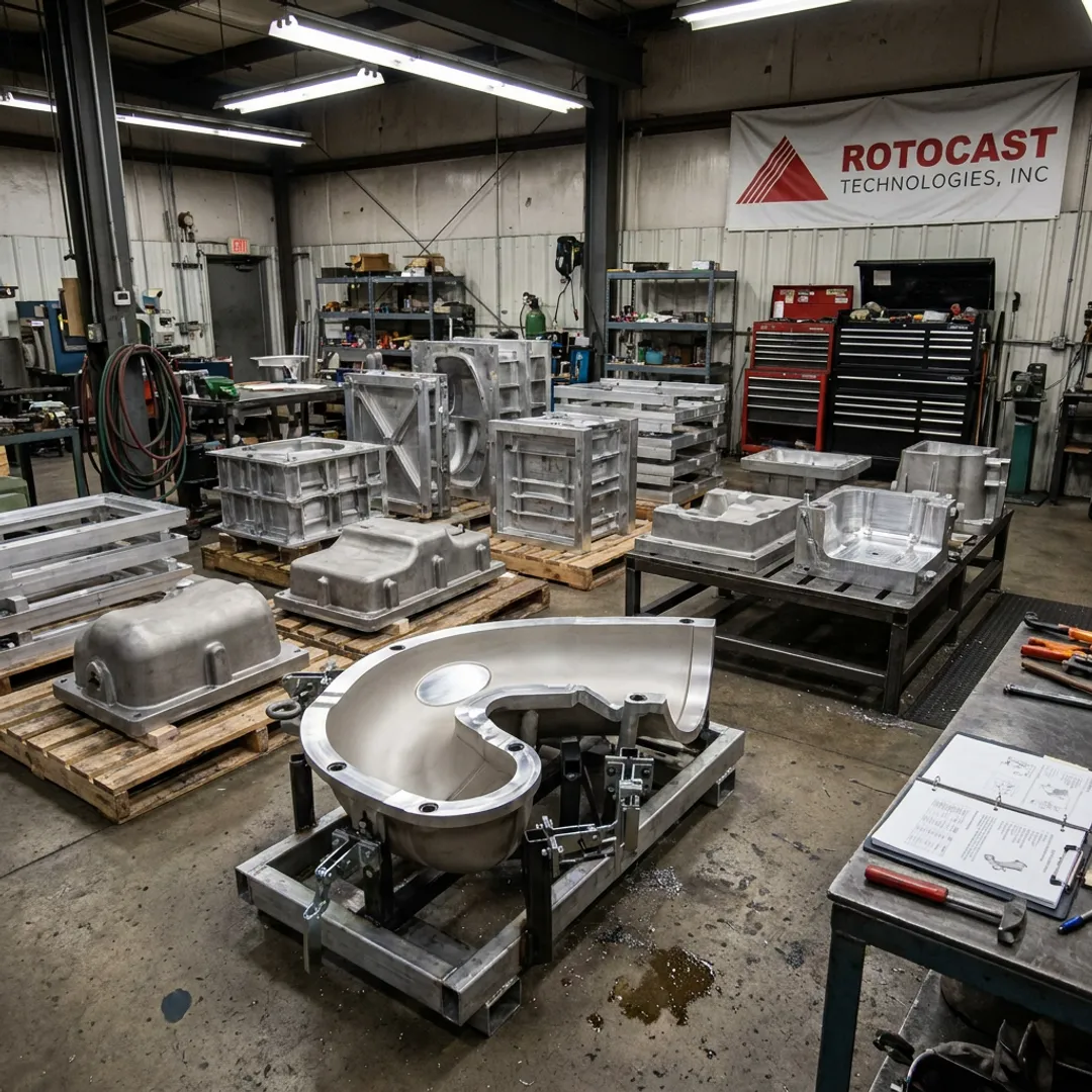 Engineered aluminum mold components on shop floor