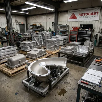 Engineered aluminum mold components on shop floor