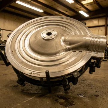 Refurbished aluminum mold in a manufacturing shop