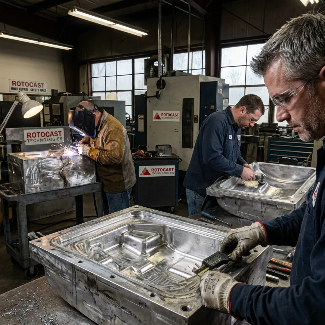 Mold repair process in an industrial machine shop