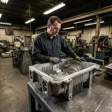 Technician repairing an industrial rotational mold