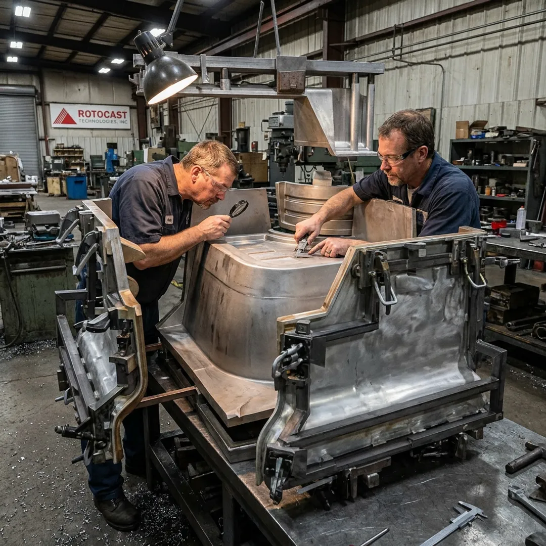 Pattern maker inspecting foundry tooling process