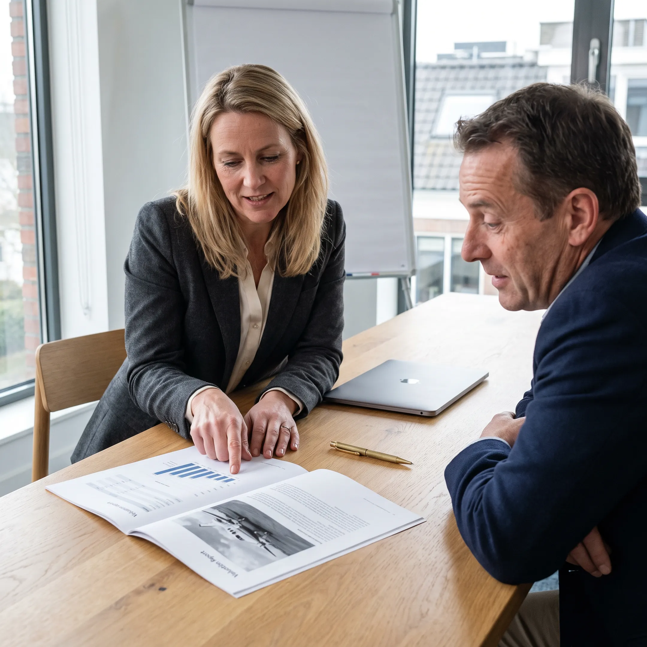 Advisor discussing aviation business valuation with a client