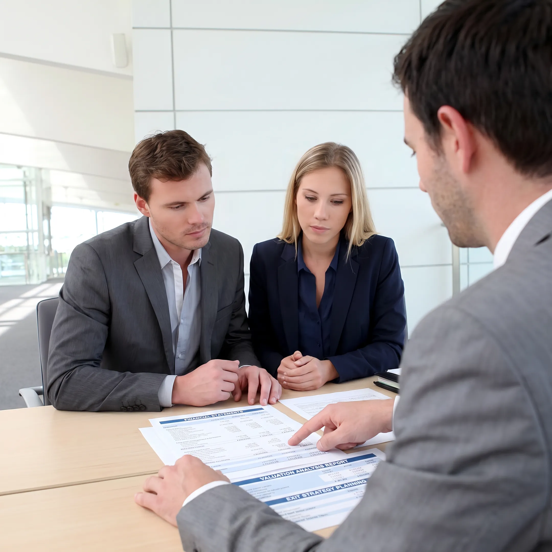 Business advisor reviewing an exit strategy with a business owner