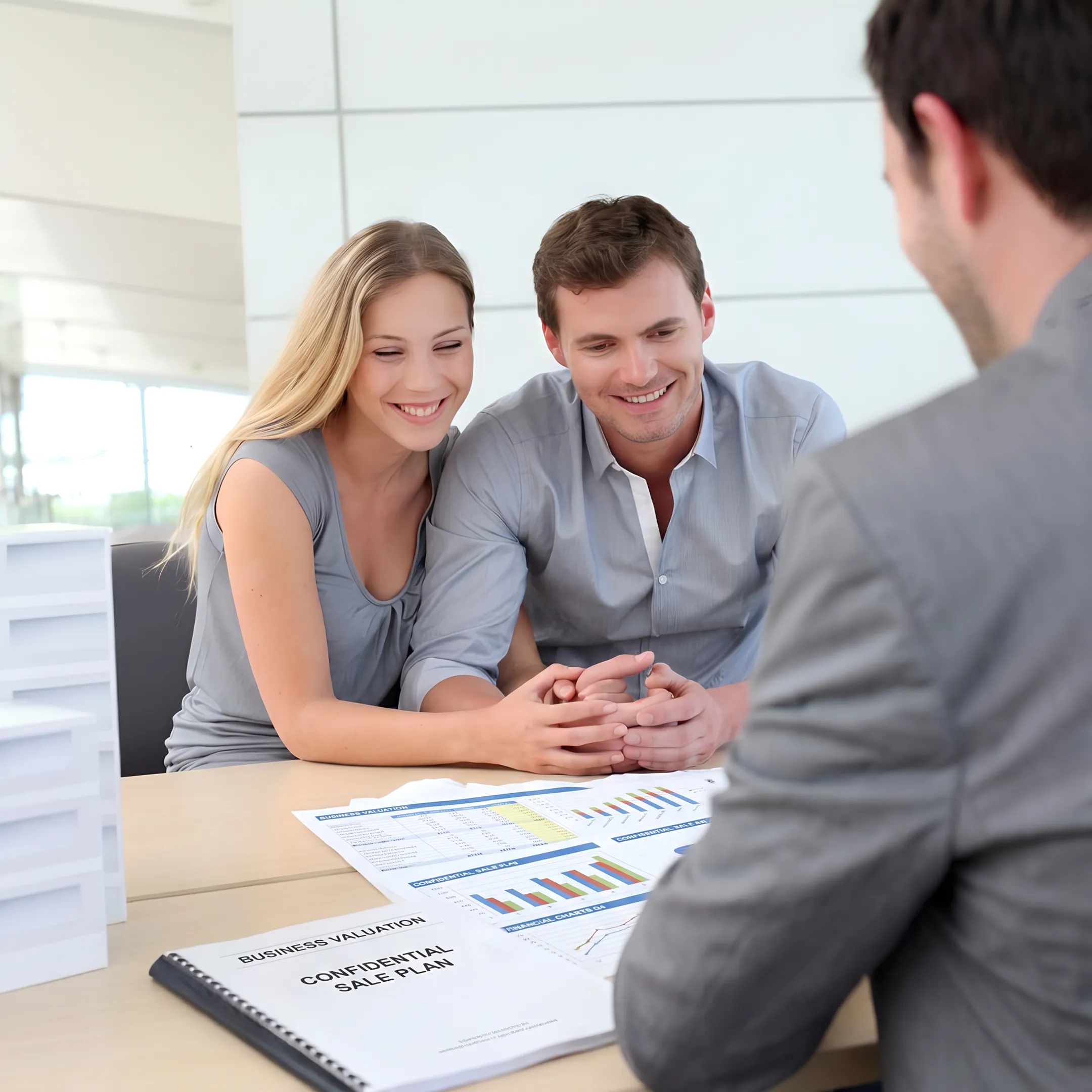 Advisor presenting business valuation findings to an owner