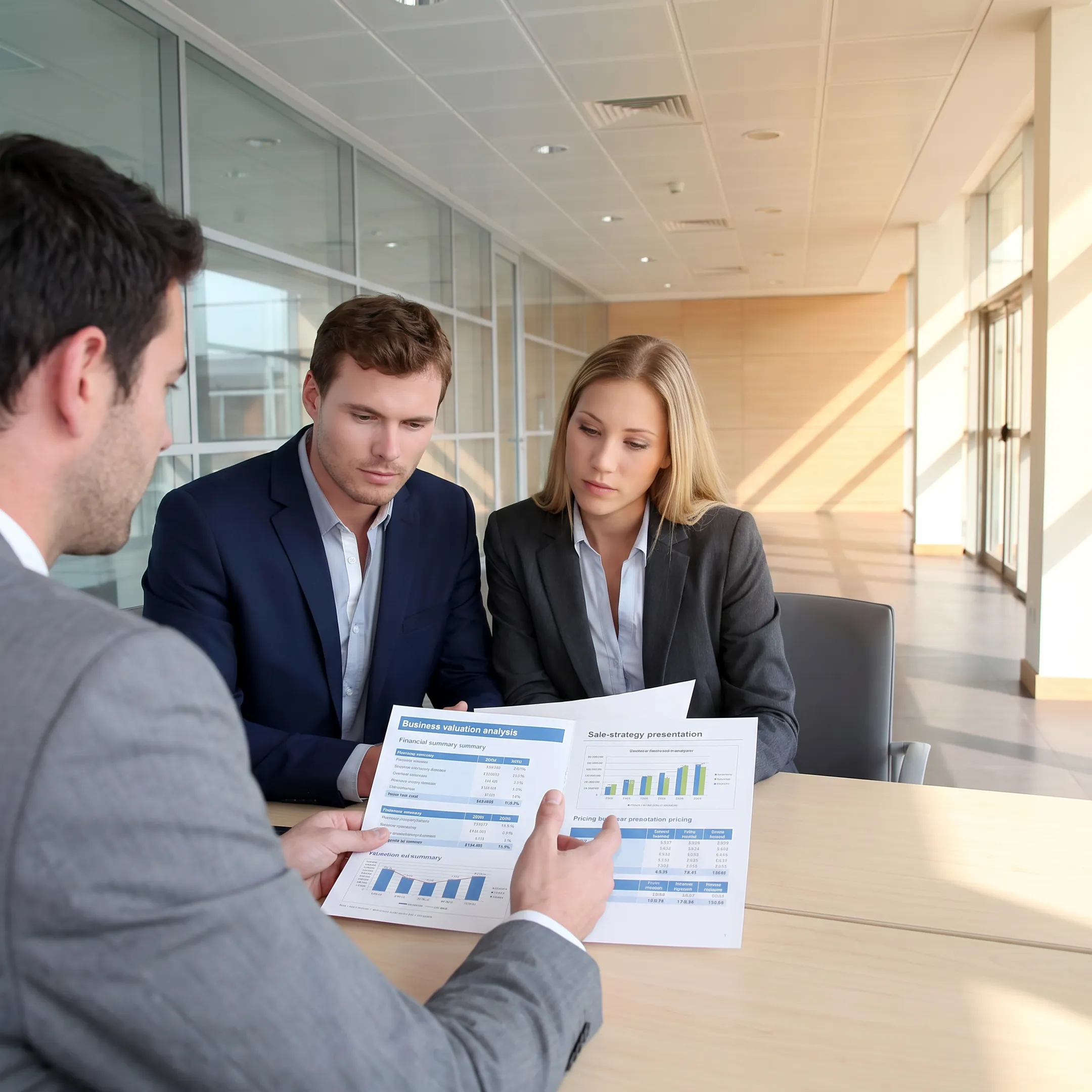 Advisor discussing manufacturing business valuation with company owner