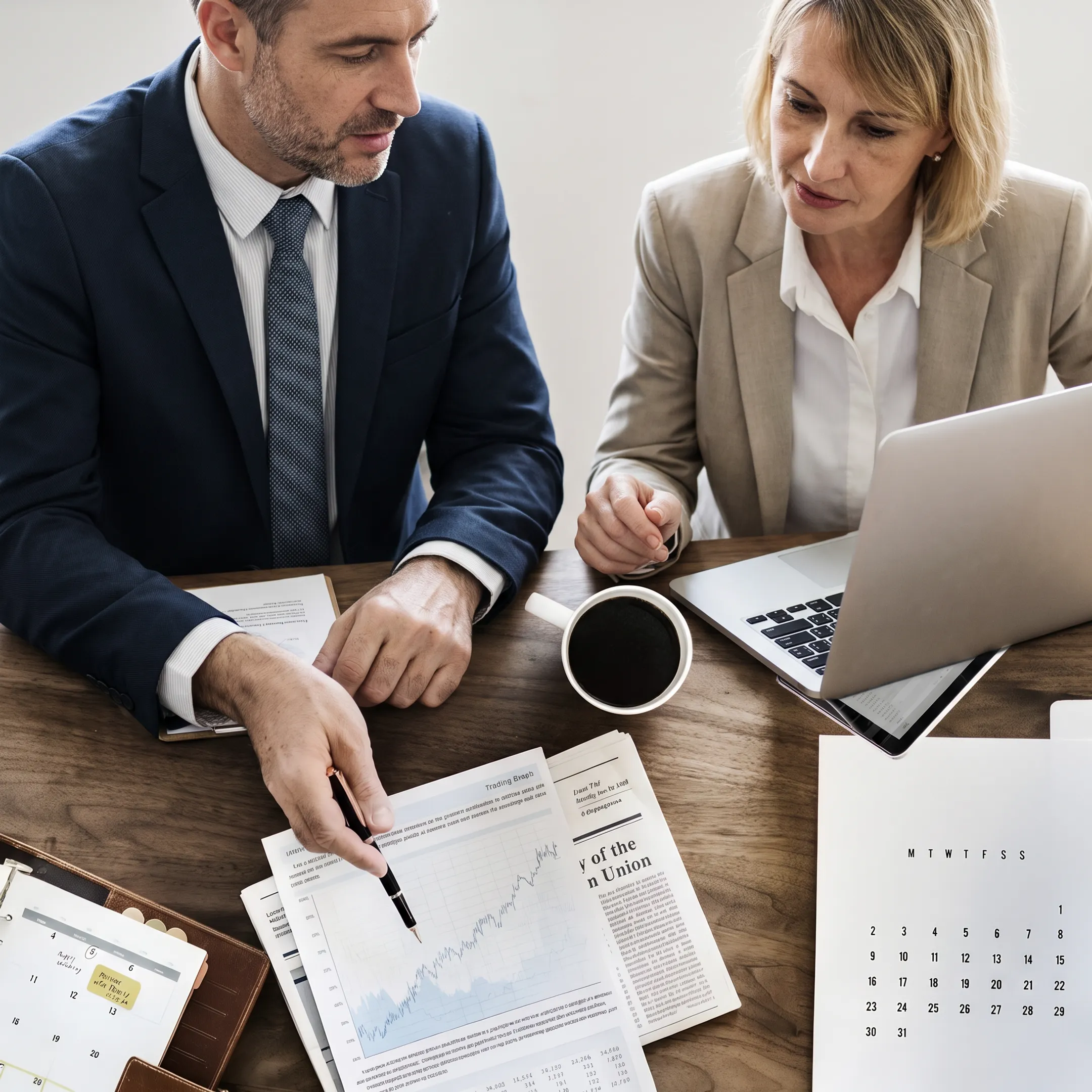 Business broker reviewing accounting practice sale documents with a practice owner