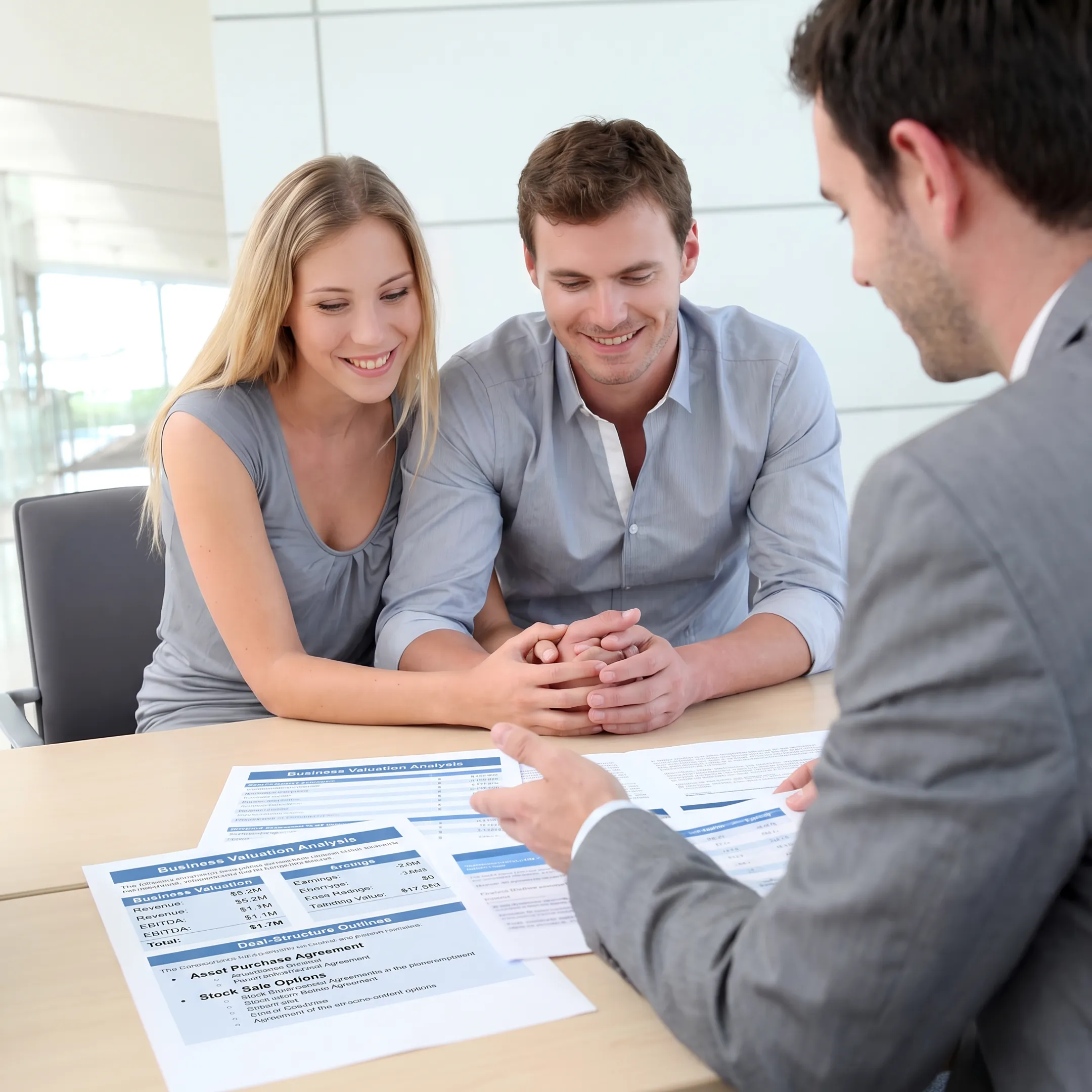 Advisor presenting business valuation findings to an owner