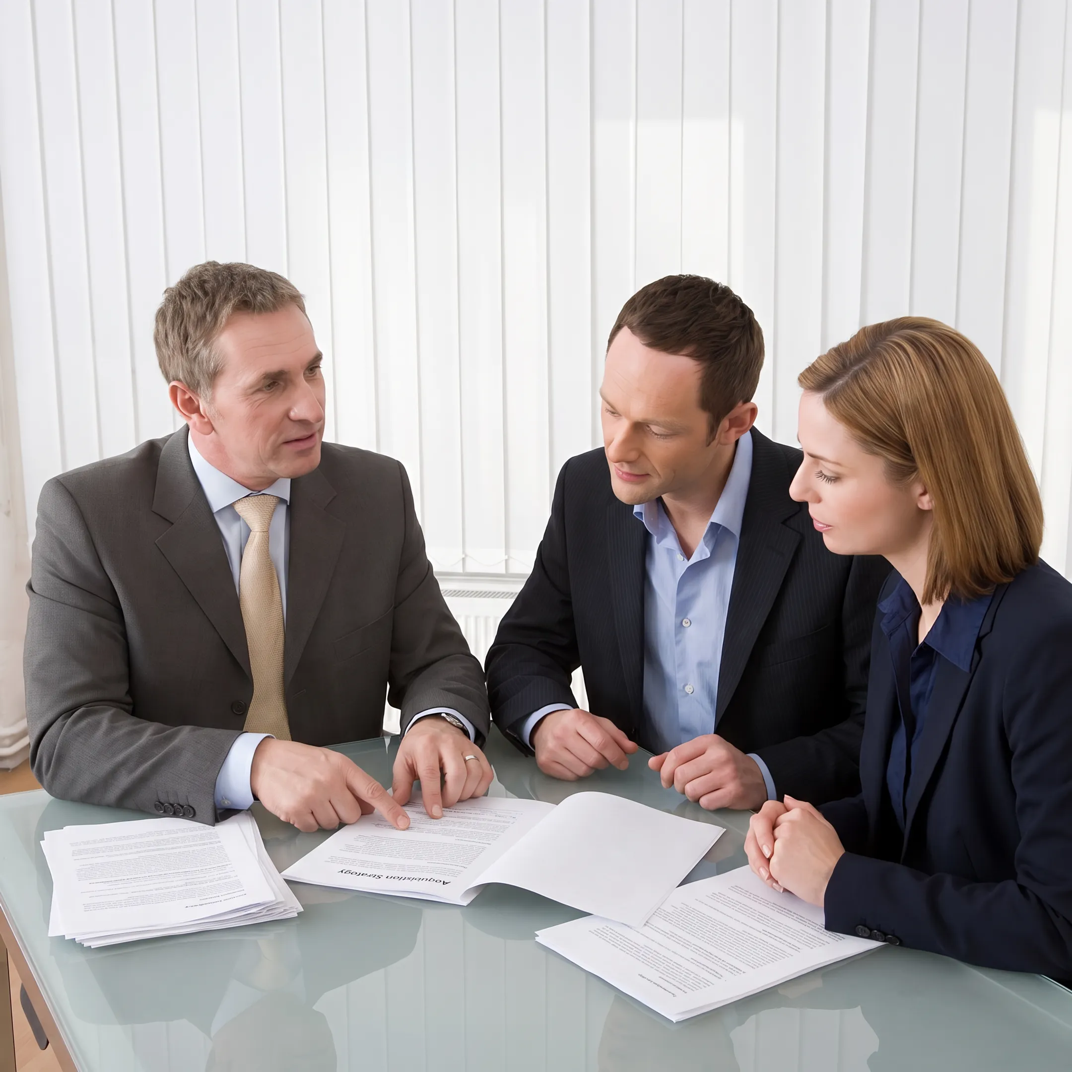 Business advisor discussing acquisition strategy with an entrepreneur