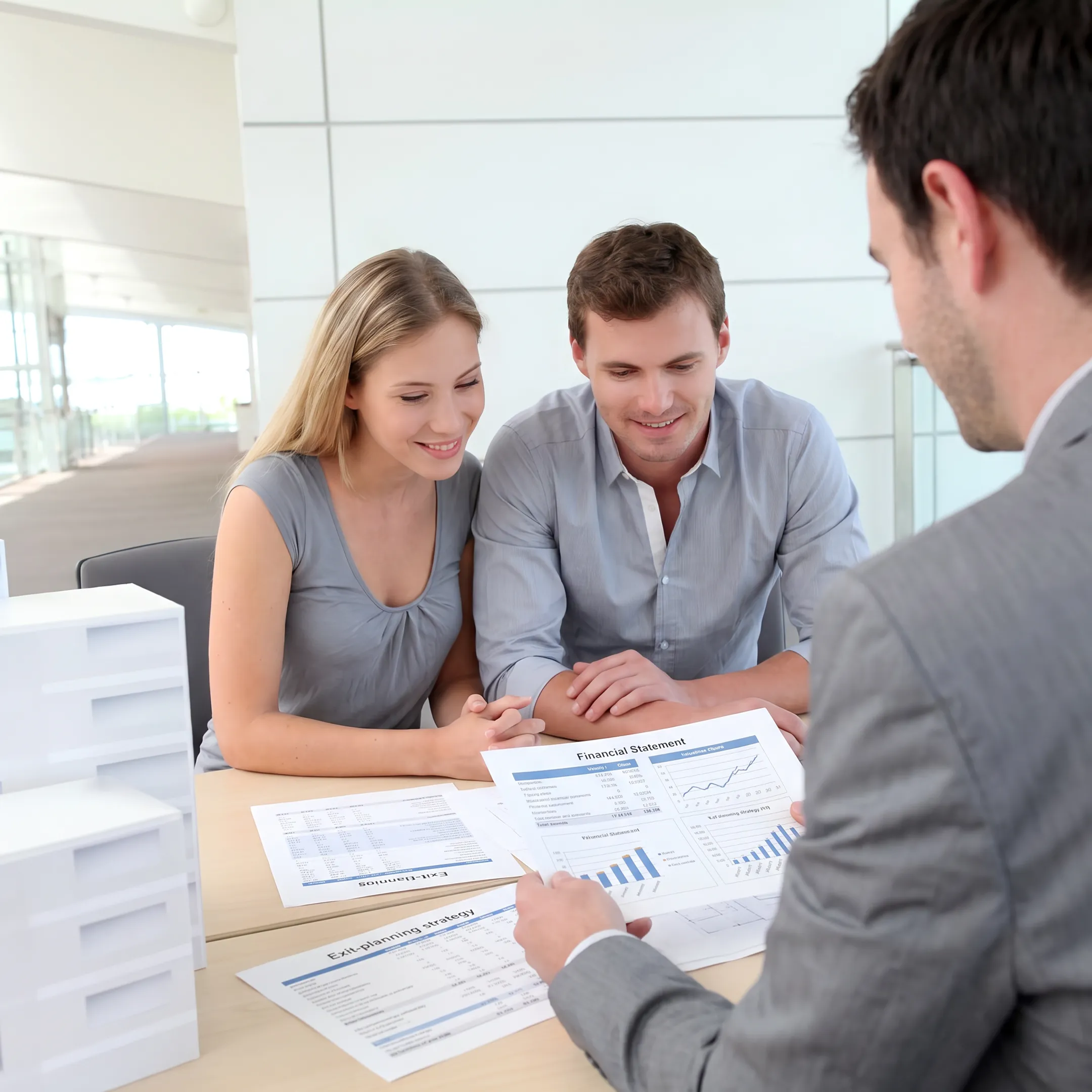 Business advisor reviewing a company transition plan with an owner