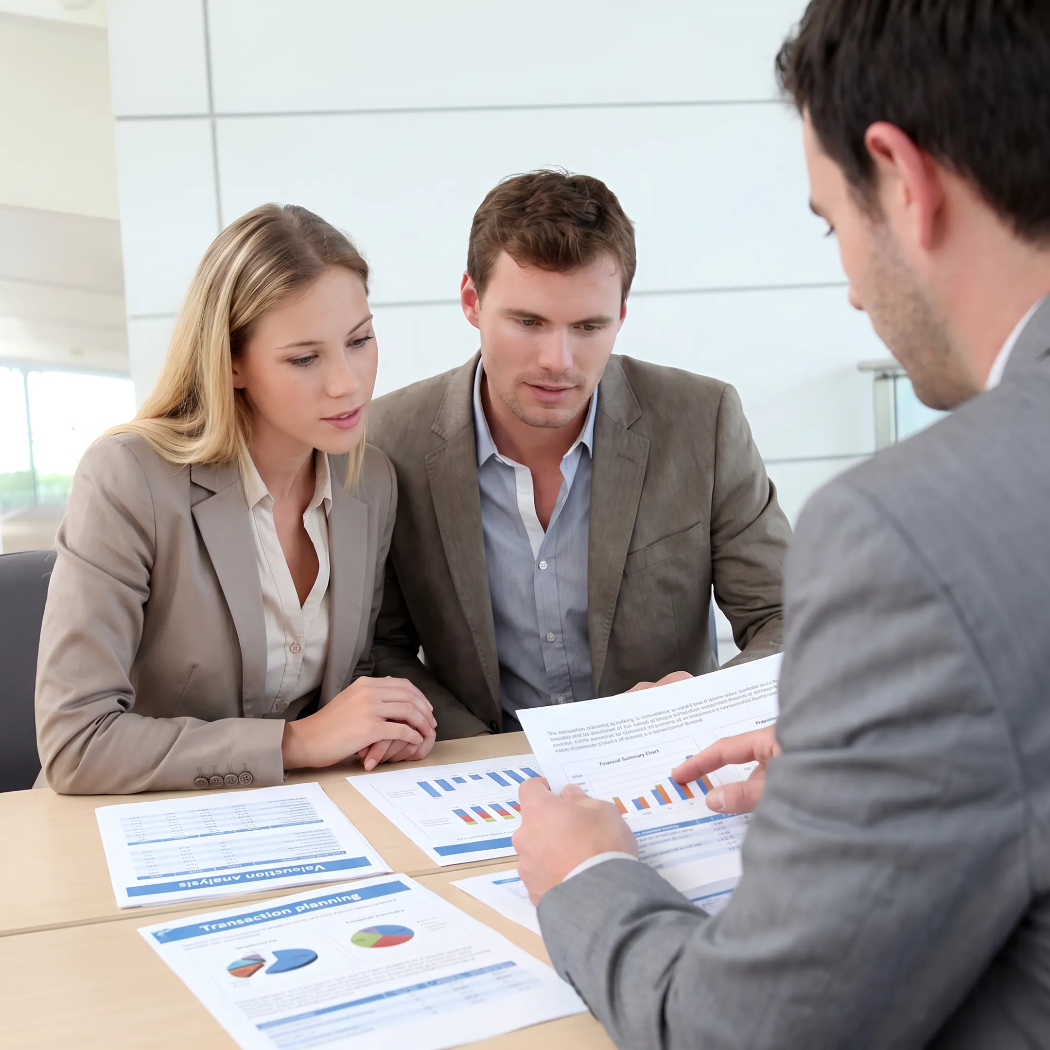 Advisor presenting business valuation findings to an owner