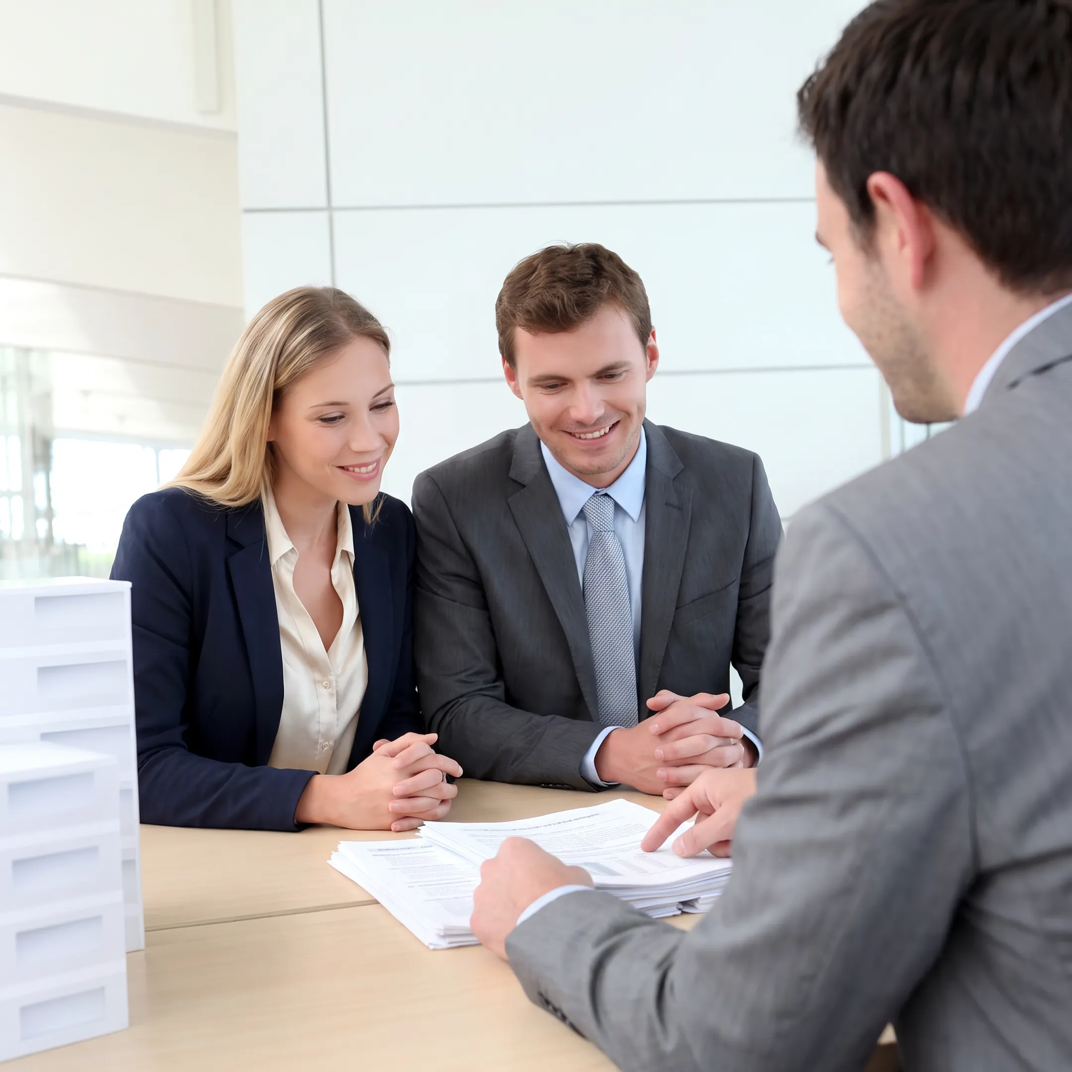 Business broker reviewing car wash sale documents with an owner