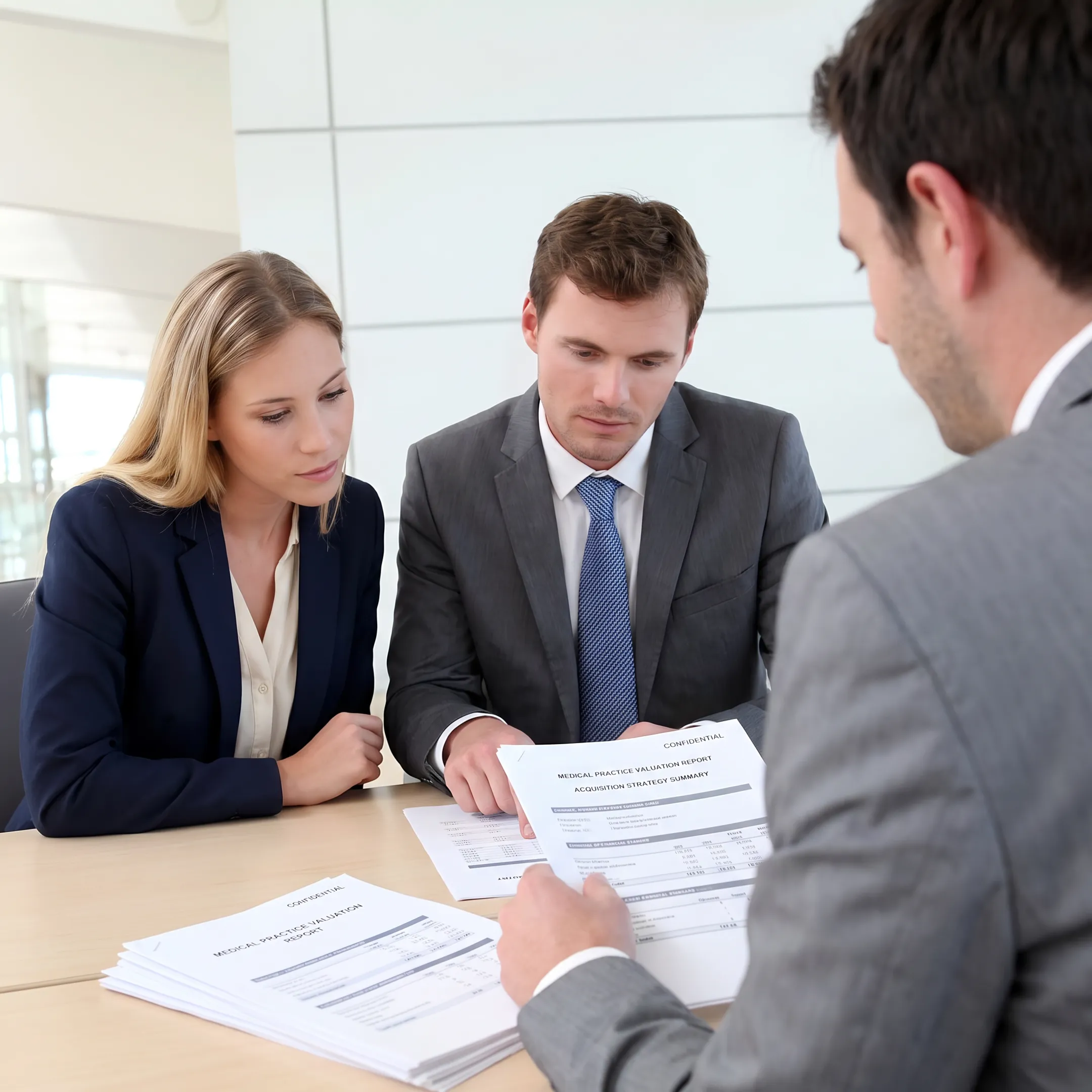 Advisor discussing medical practice valuation strategy with a healthcare business owner