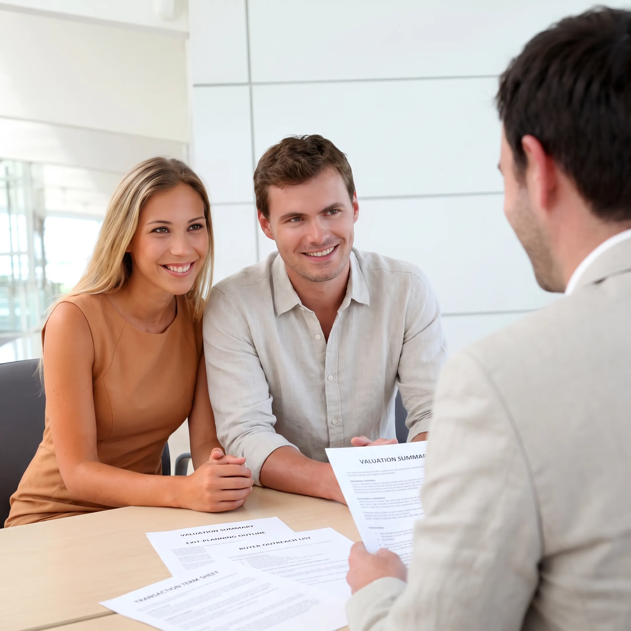 Business owner discussing a confidential exit plan with a business broker