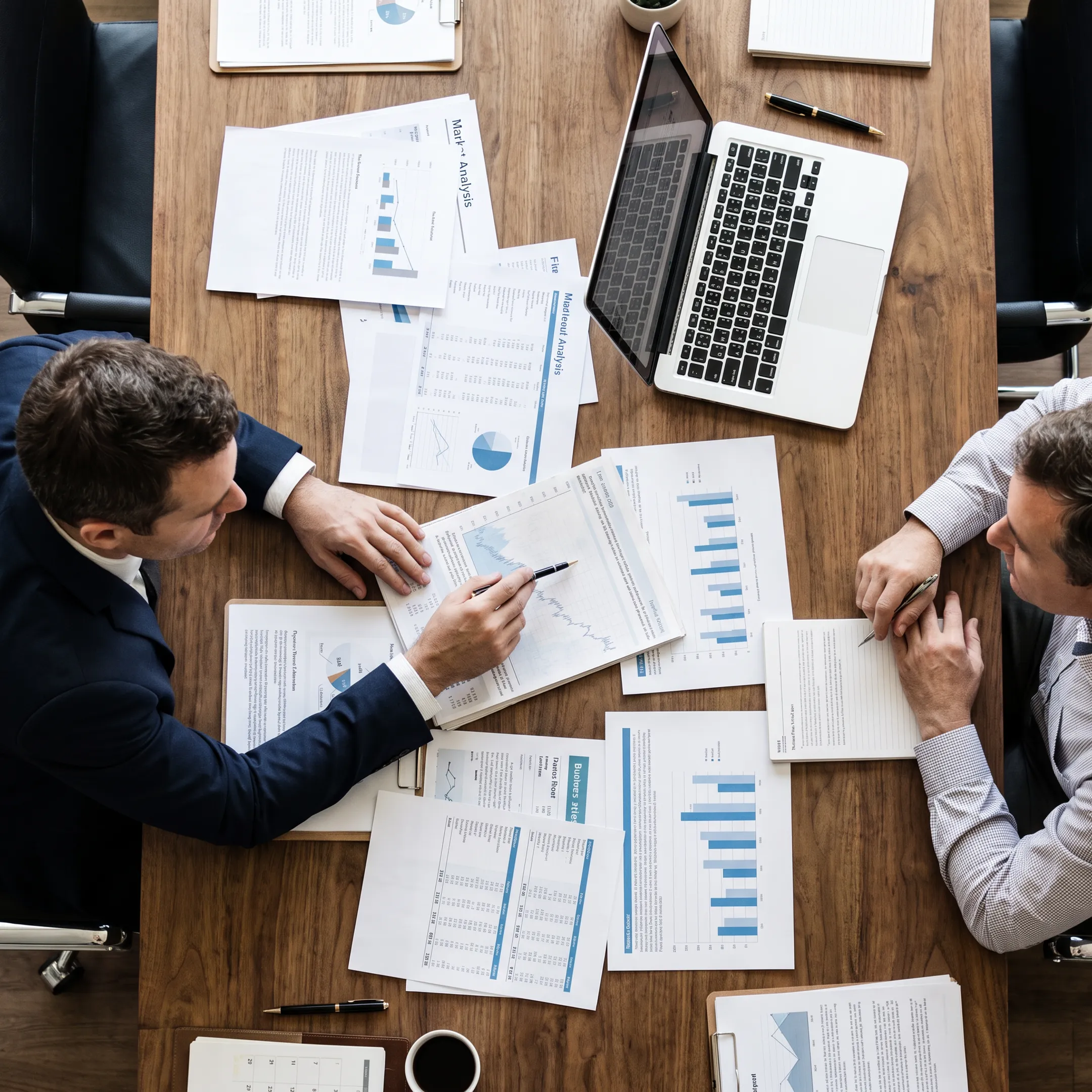Business advisor analyzing online company valuation documents