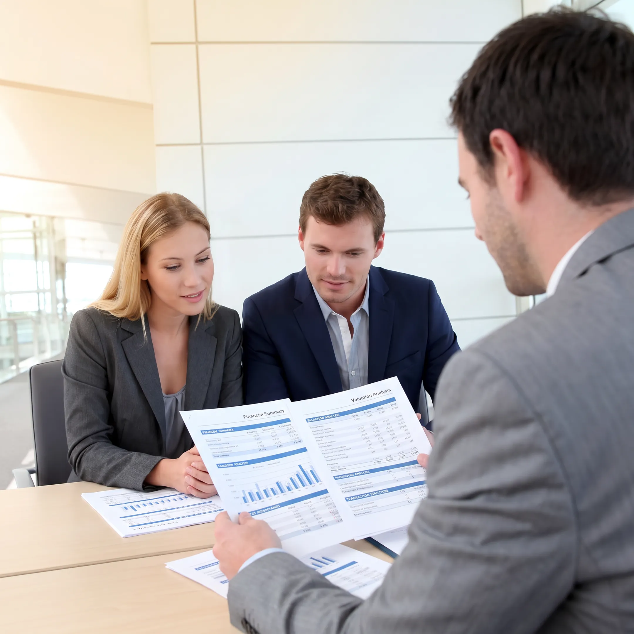 Advisor presenting business valuation and transaction strategy