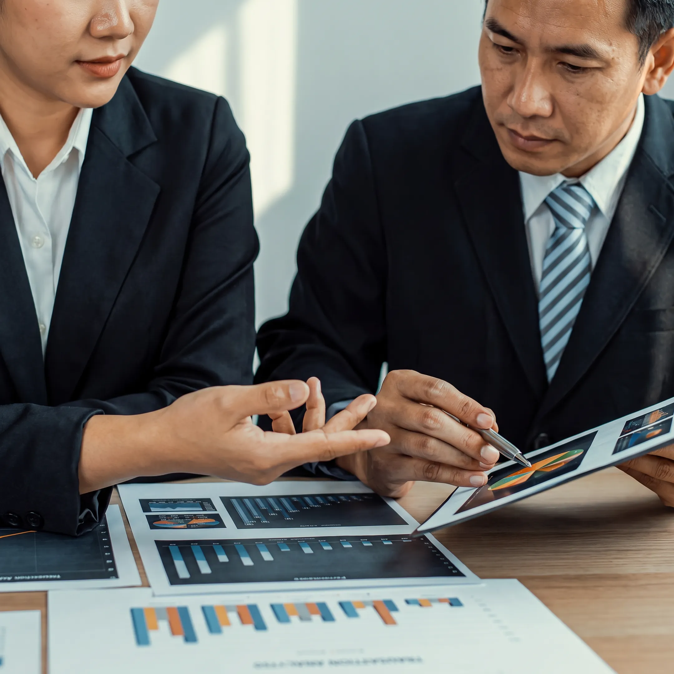 Advisor presenting a business valuation report to a client