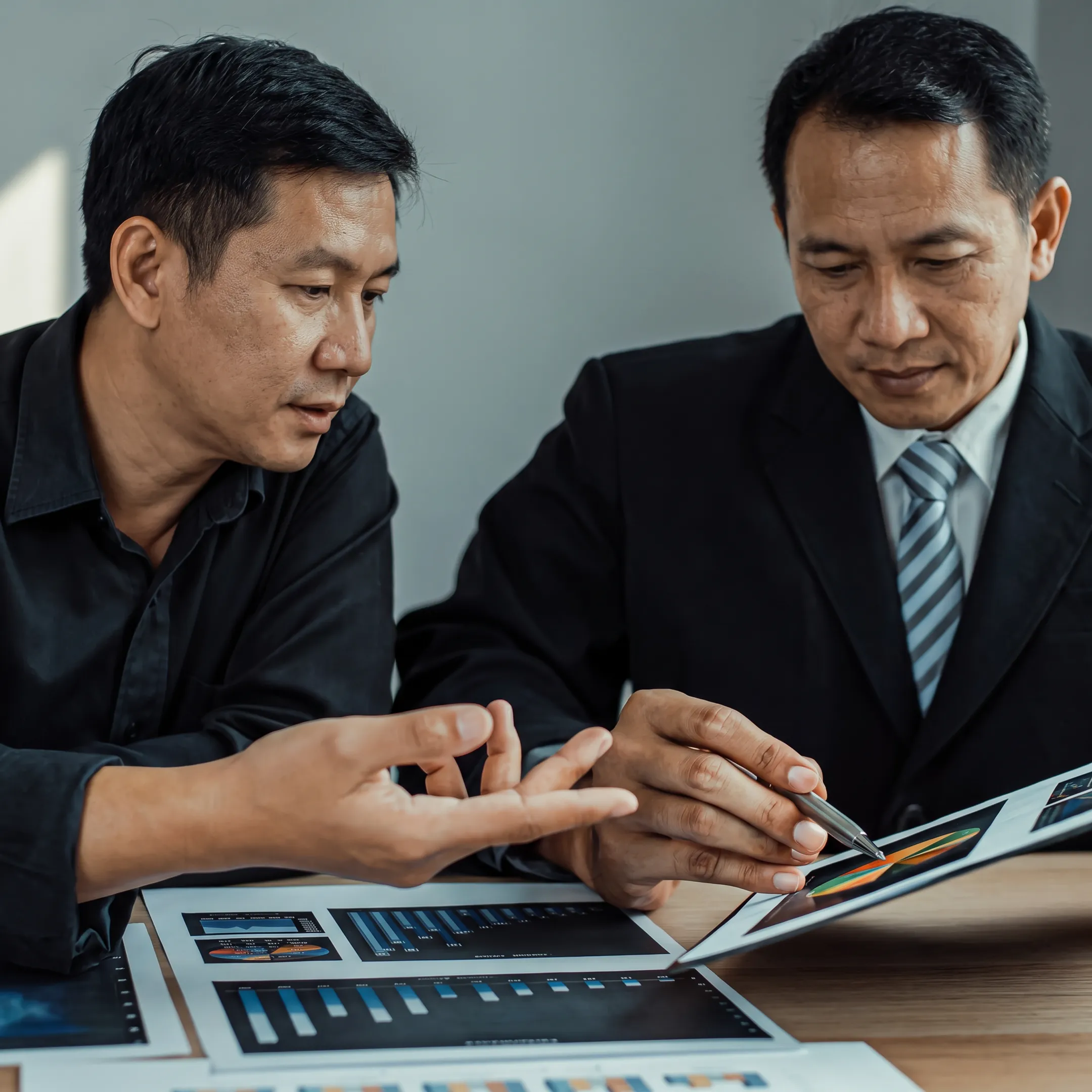 Business advisor presenting valuation findings to business owners