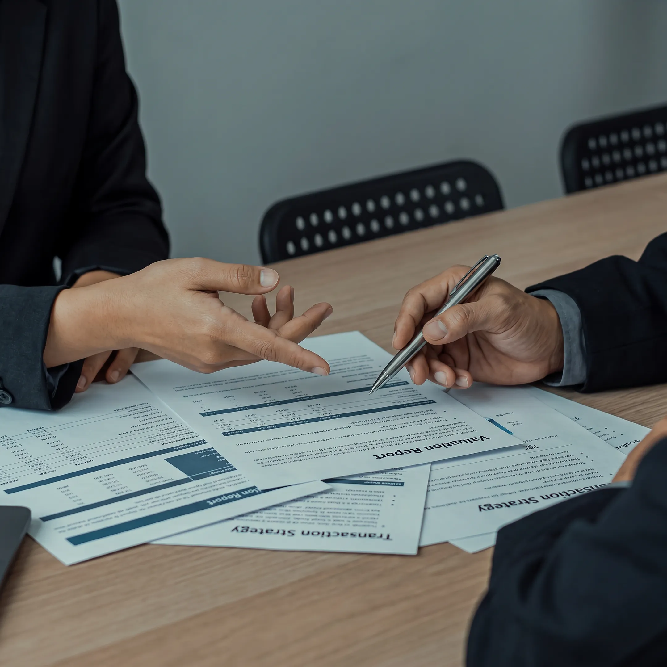 Business advisor presenting a valuation report to a business owner