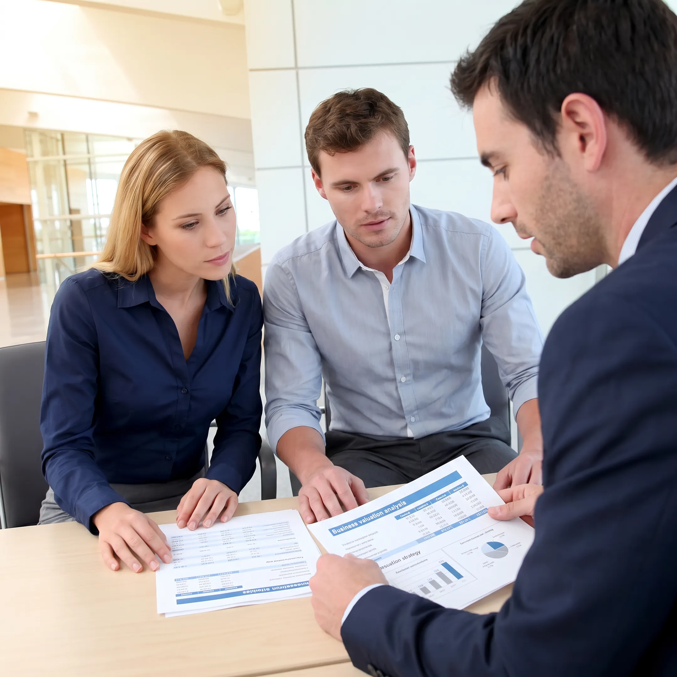 Advisor discussing business valuation with company owner
