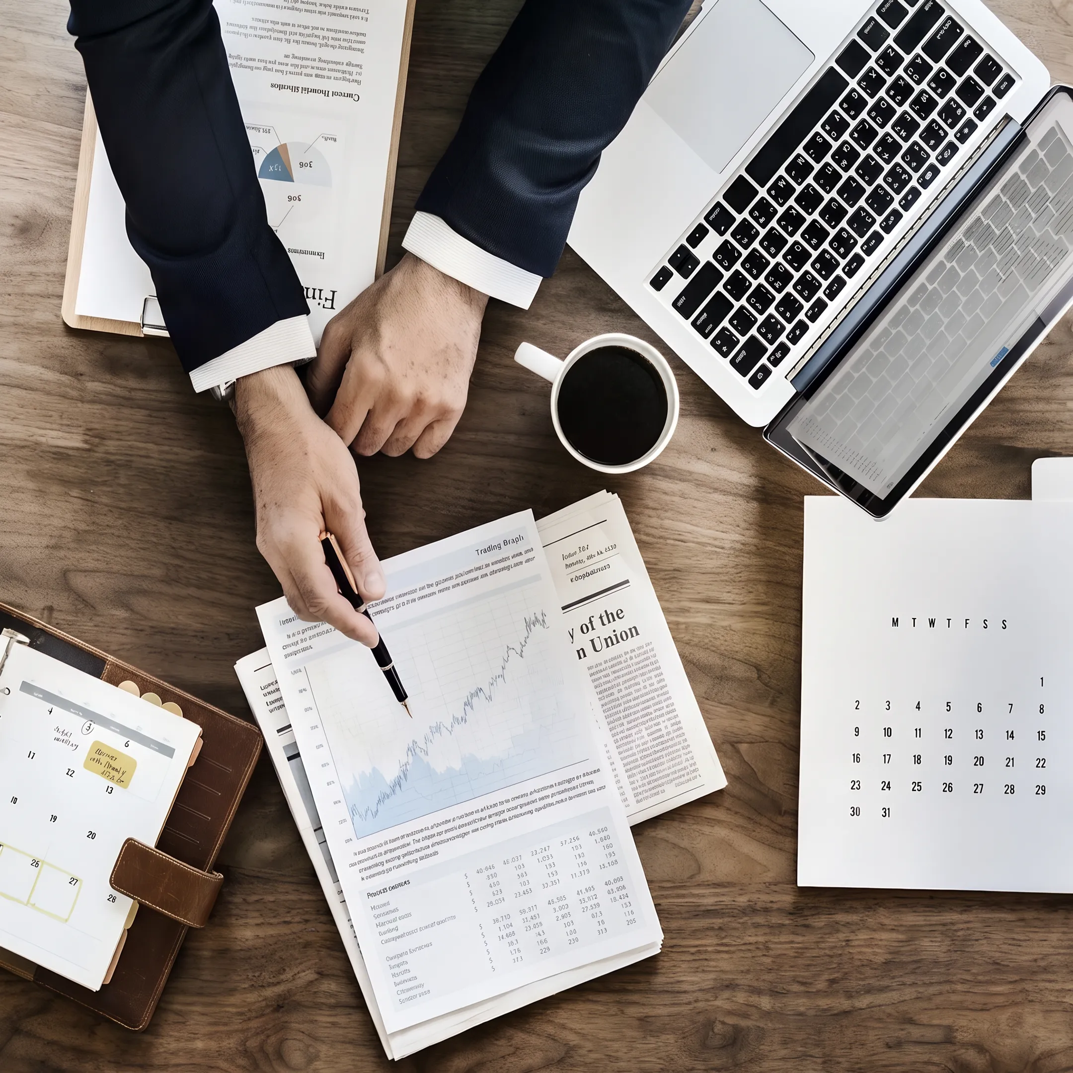 Business broker reviewing printing company financial documents with an owner