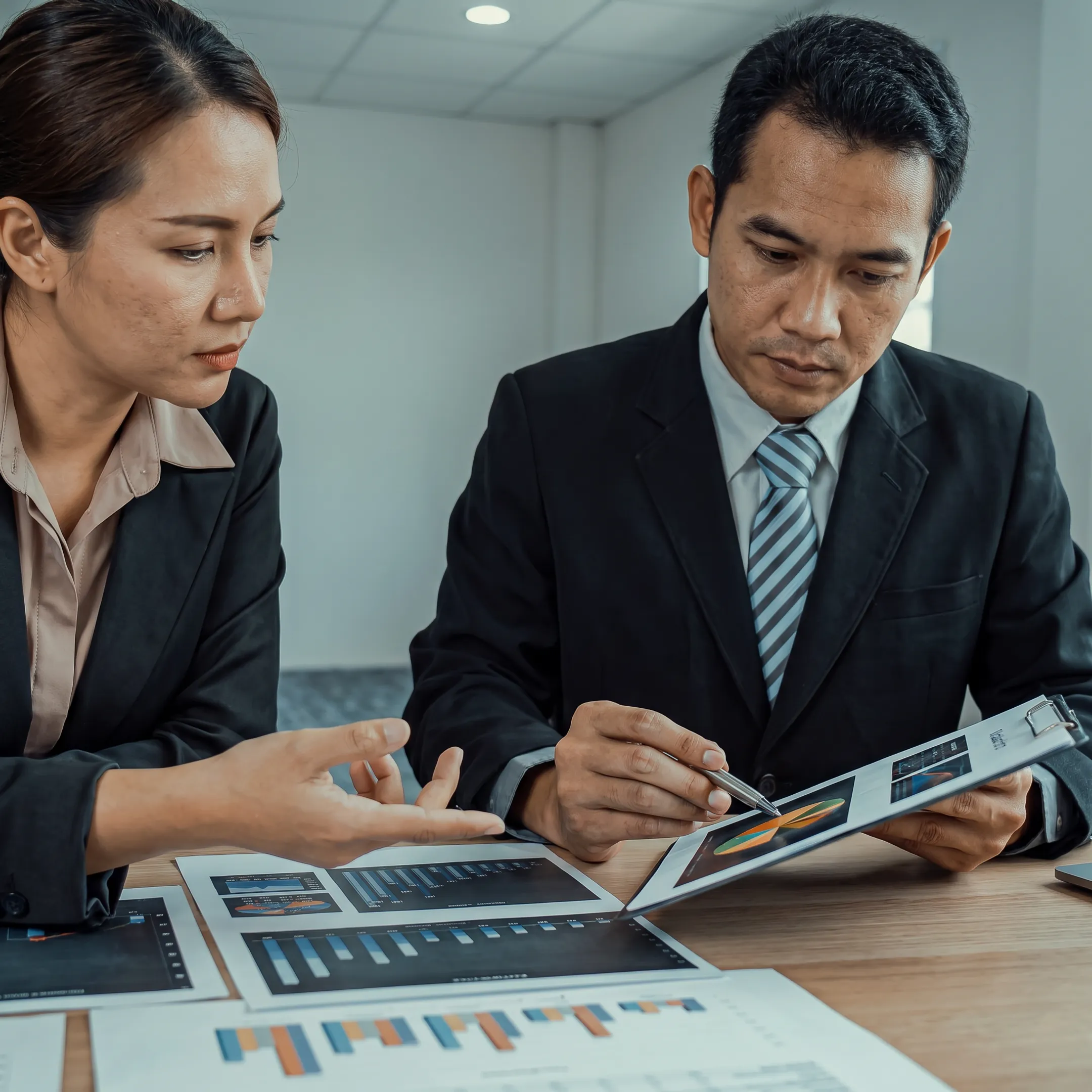 Advisor presenting a business valuation report to a client