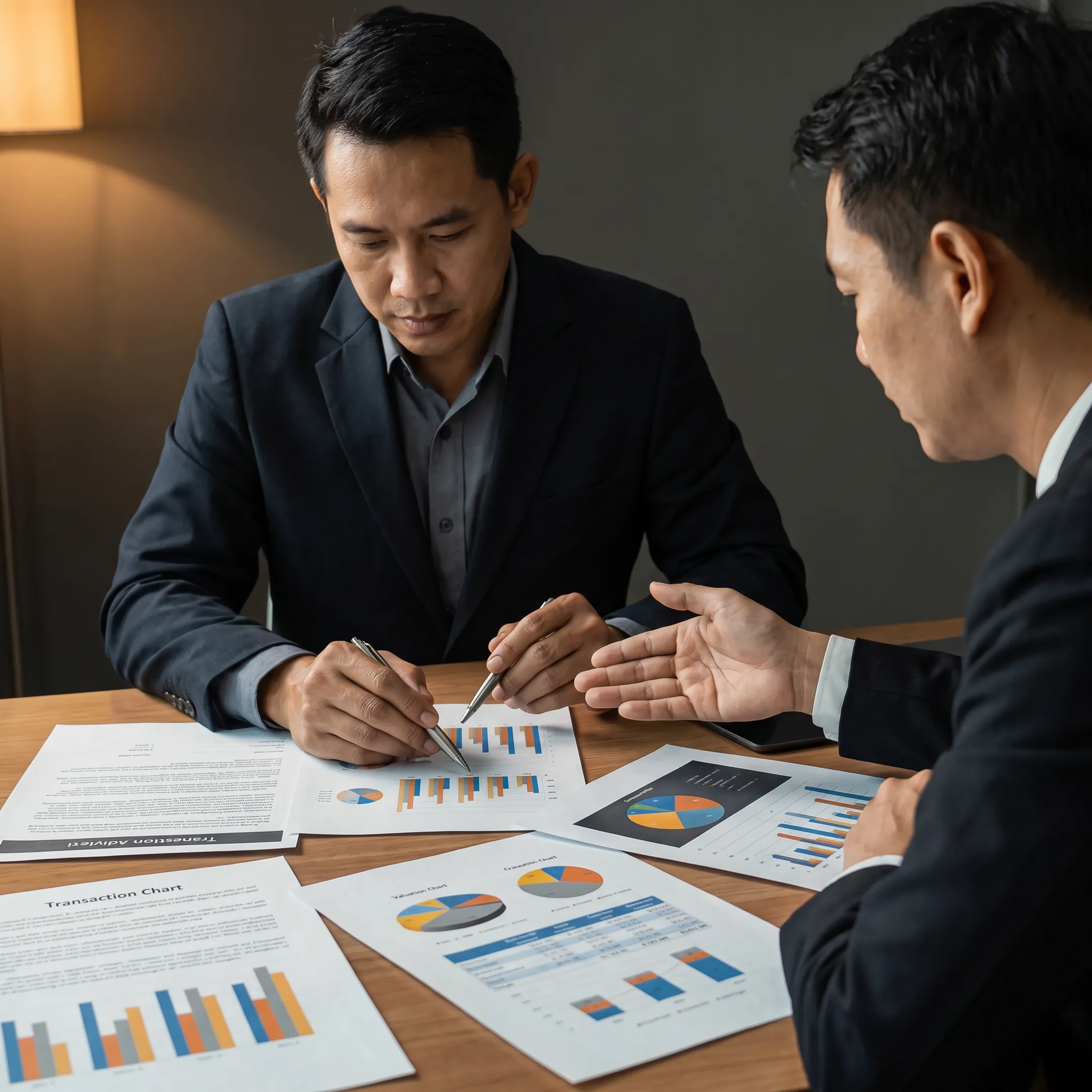 Advisor presenting a business valuation report to a client