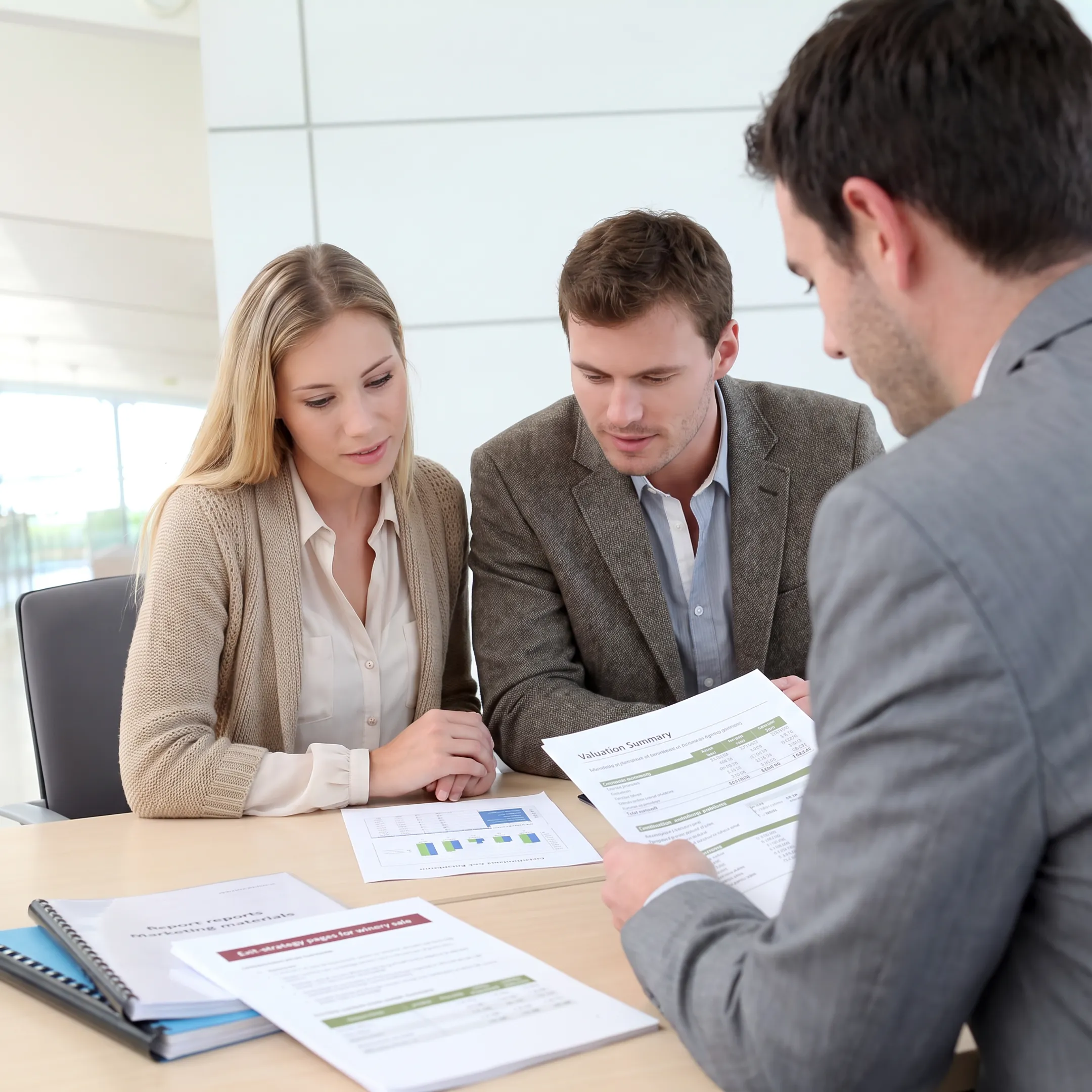 Advisor discussing winery sale strategy with business owner