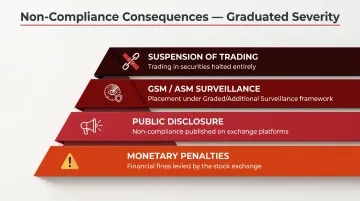 4-tier graduated consequences of SME compliance non-compliance from penalties to trading suspension
