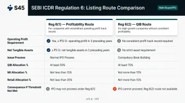 Profitability Route versus QIB Route IPO eligibility comparison infographic