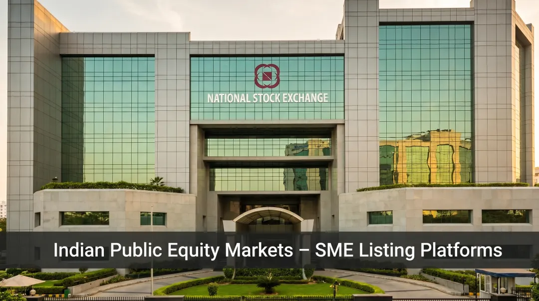 Indian stock exchange trading floor representing BSE SME and NSE Emerge listing platforms