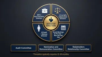 SEBI LODR board composition requirements for listed companies infographic