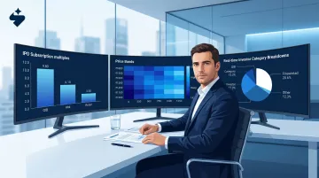 Investment analyst reviewing IPO demand book subscription data and bid quality metrics on screen