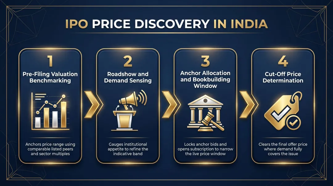 Indian IPO price discovery process from DRHP filing to final offer price determination