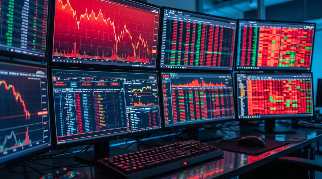 Indian stock market trading floor showing share price movement during IPO unlock event