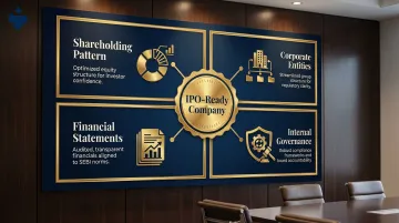 Four pillars of pre-IPO restructuring framework for Indian companies infographic
