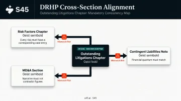 DRHP outstanding litigations cross-section consistency alignment diagram four sections