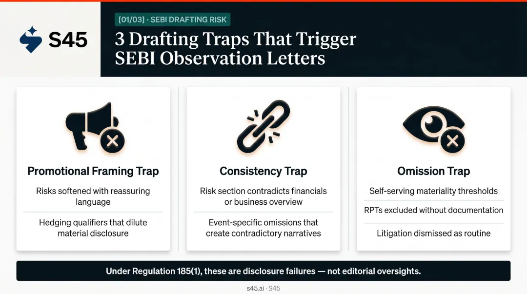Three DRHP drafting traps that trigger SEBI observation letters and enforcement action