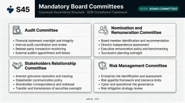 Four board committee mandates and responsibilities structure diagram for listed companies