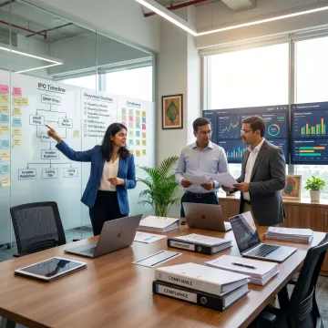 Tech startup IPO planning process meeting