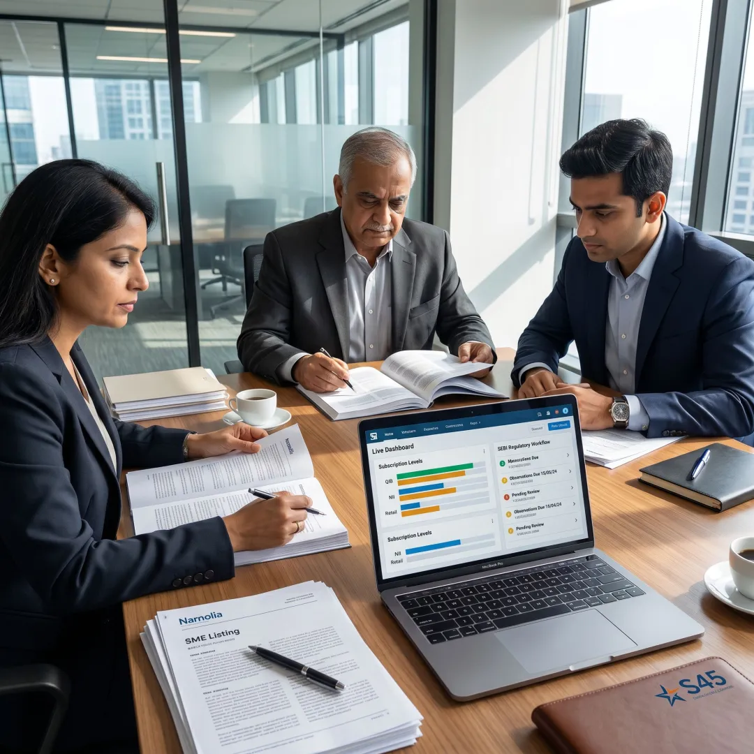 IPO consultants reviewing SME listing workflow