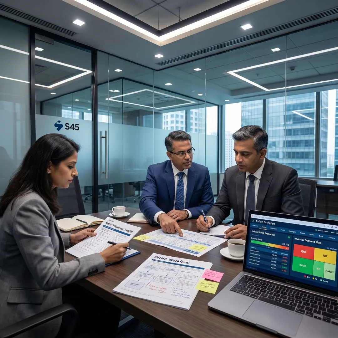 IPO consultants reviewing SME listing workflow