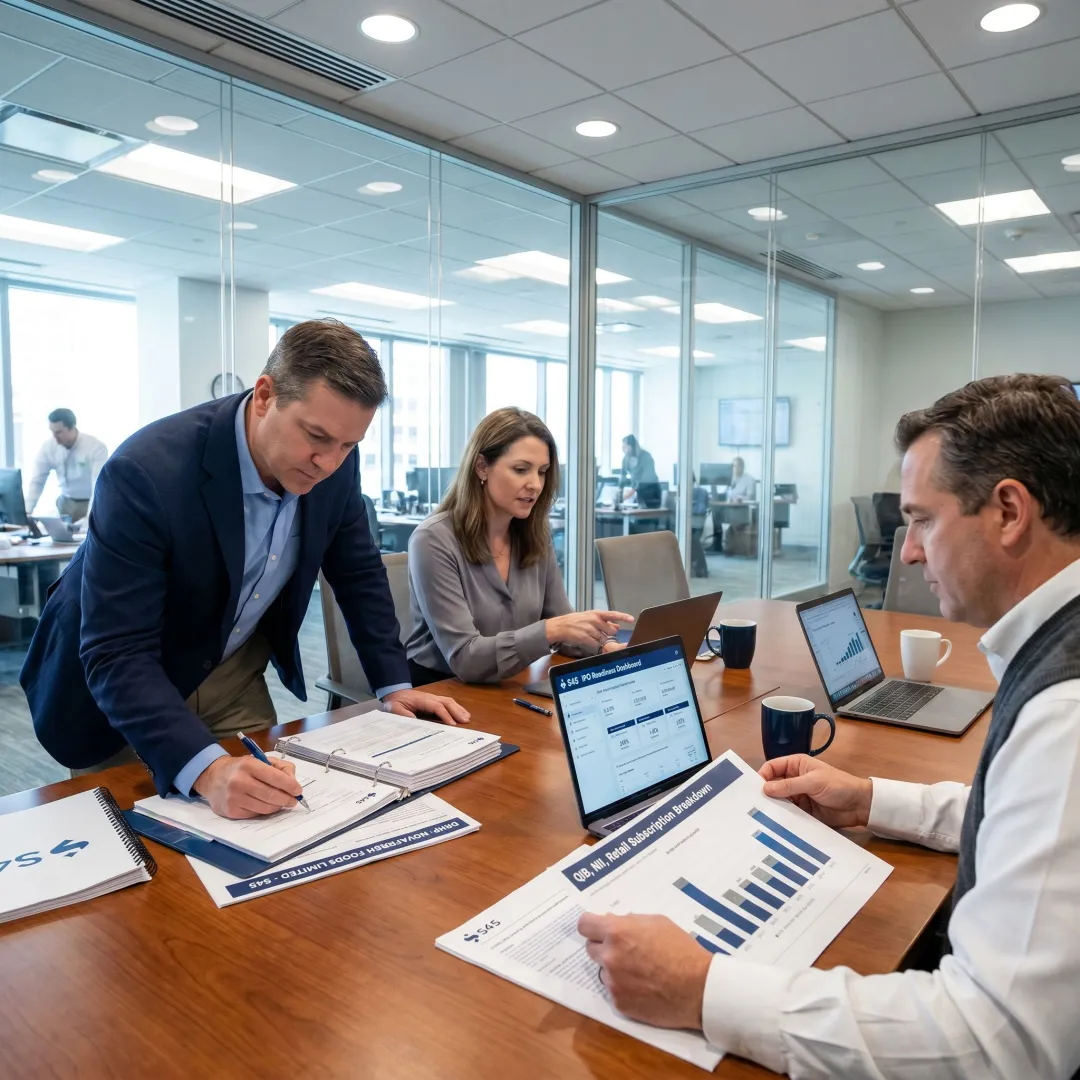 SME IPO consultants reviewing readiness dashboard