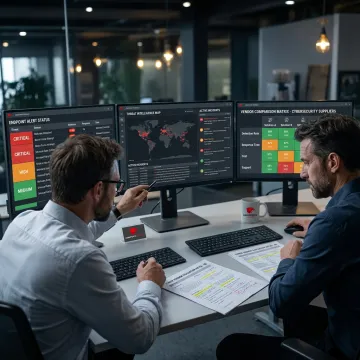 Cybersecurity advisor reviewing endpoint security dashboard