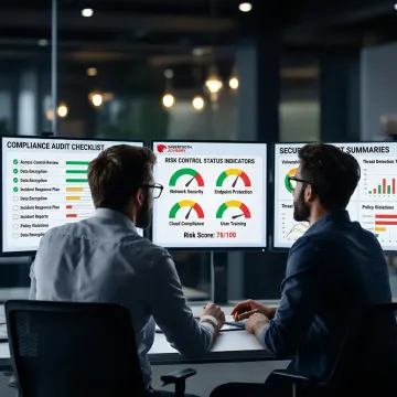 Cybersecurity compliance consultant reviewing controls