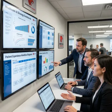 Healthcare AI consulting team reviewing strategy