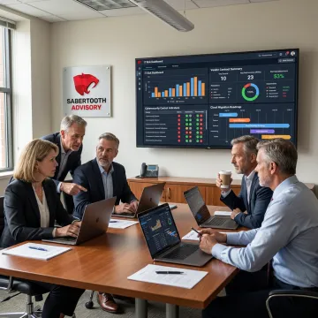 IT risk advisory team reviewing technology strategy