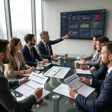 Cybersecurity advisor reviewing risk roadmap with executives
